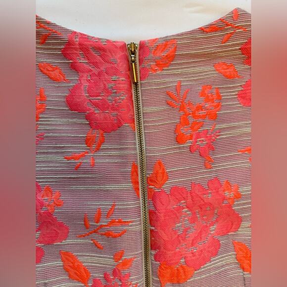 Antonio Melani Floral Jacquard Fit Flare Dress Beige Pink Size 2 - Picture 4 of 10